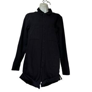 one teaspoon Prophecy black denim long sleeve snap button romper size XXS
